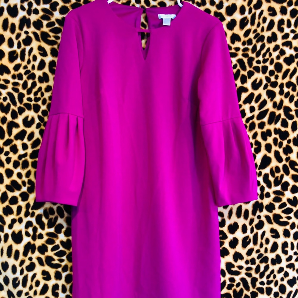 London times long sleeve fuchsia dress